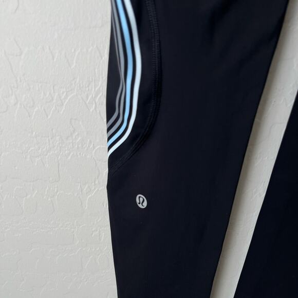 Lululemon speed light tights black side stripes with pockets 4 - Picture 11 of 13